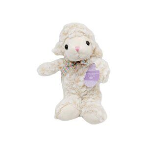 Homerbest Easter Lamb Tan White Plush Stuffed Animal 11" Sheep Plaid Bow